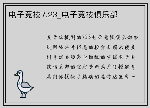 电子竞技7.23_电子竞技俱乐部